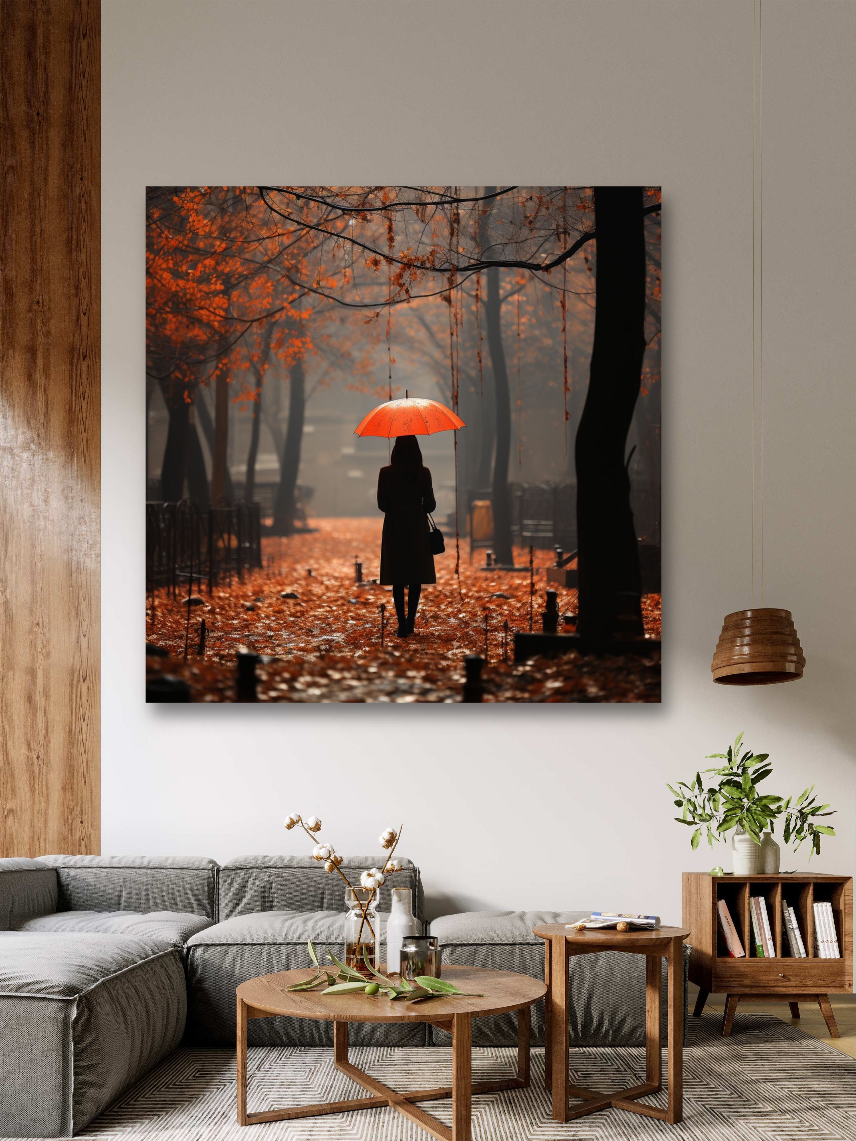 Herbst Spaziergang Glasbild