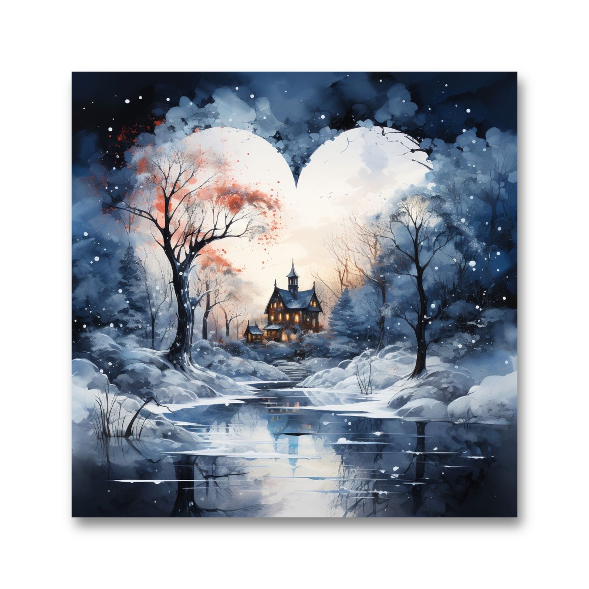 Glasbild - Winter Heart Landscape