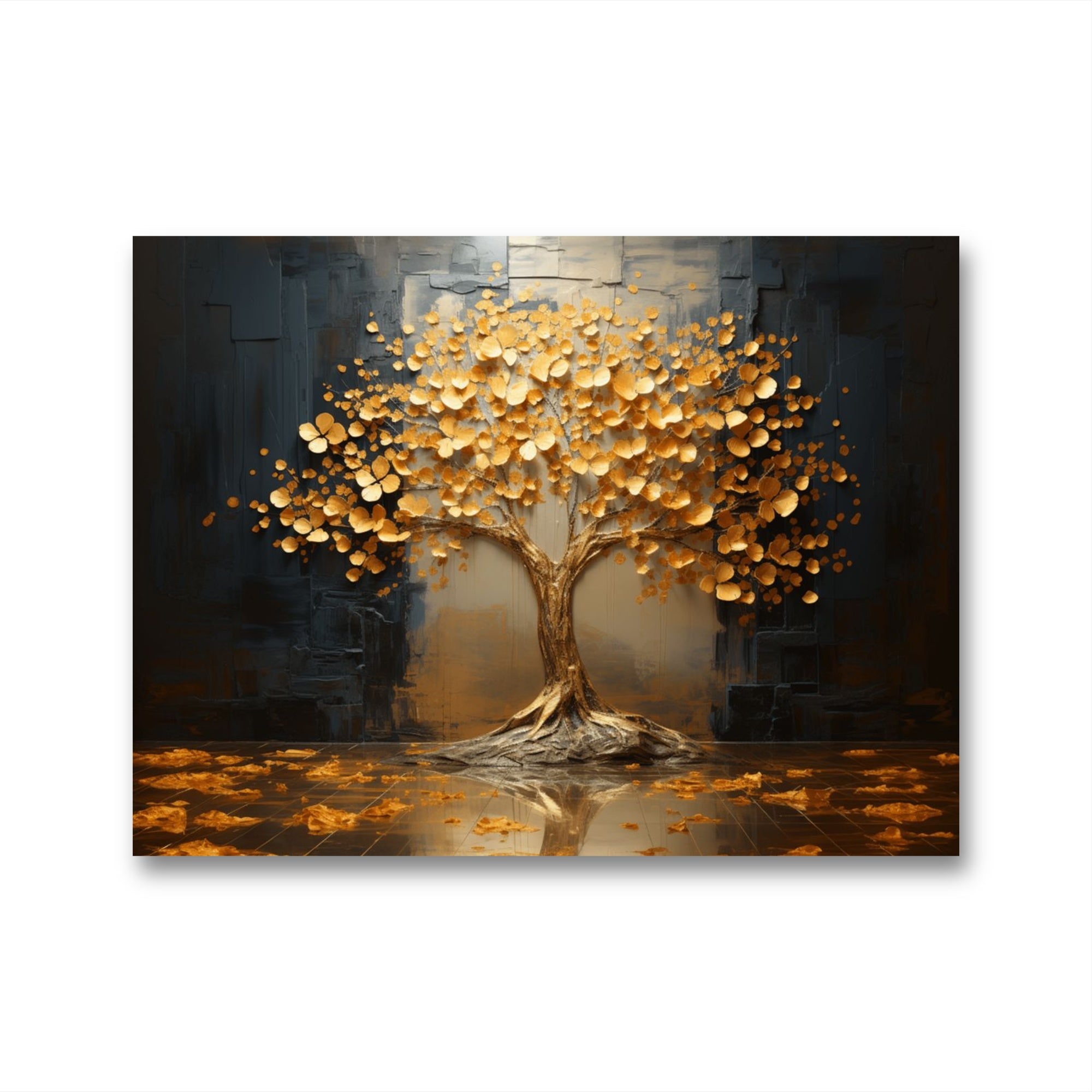 Glasbild Wald - Goldener Baum