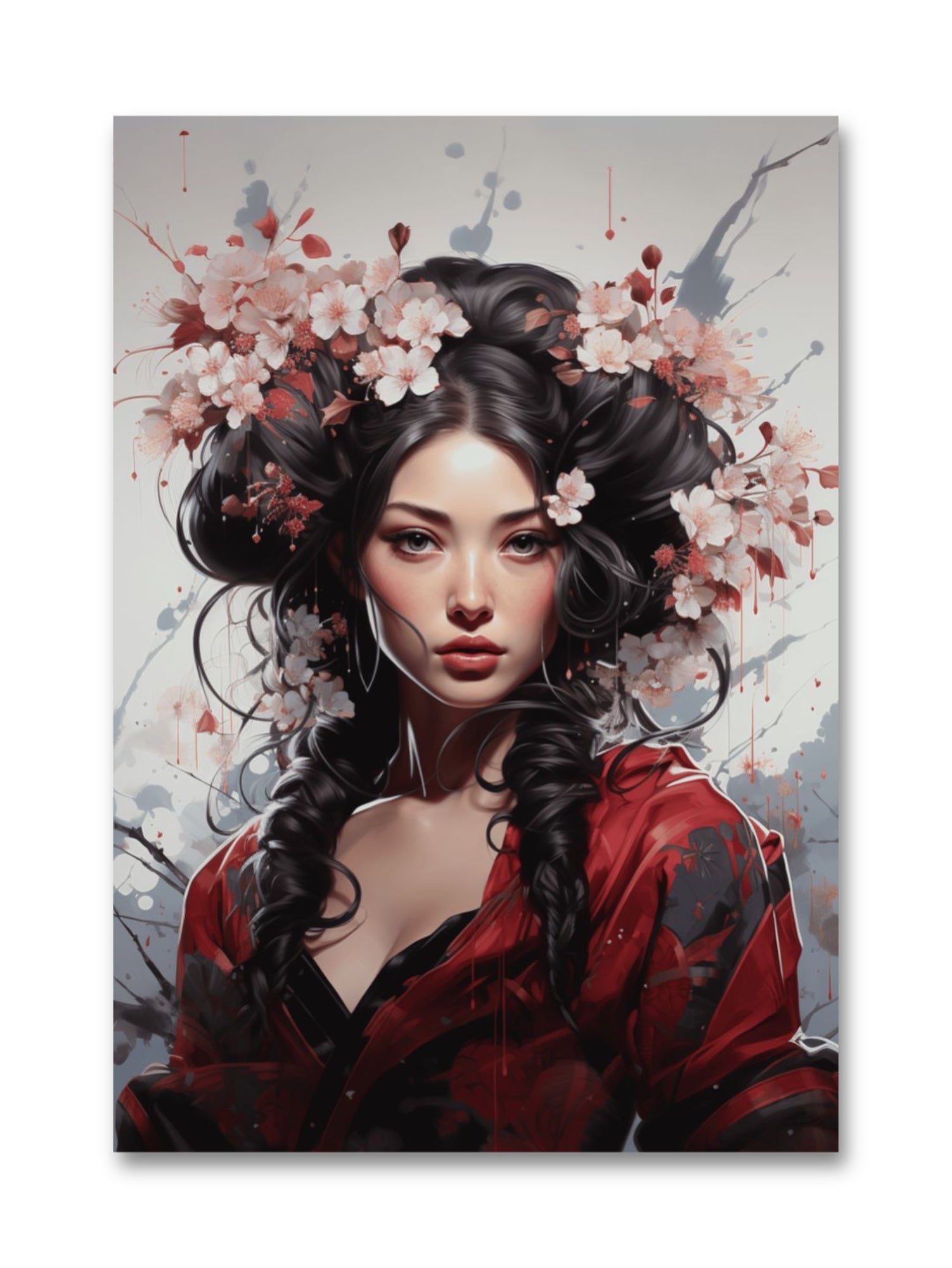 Leinwandbild - Geisha in Cherry Blossom