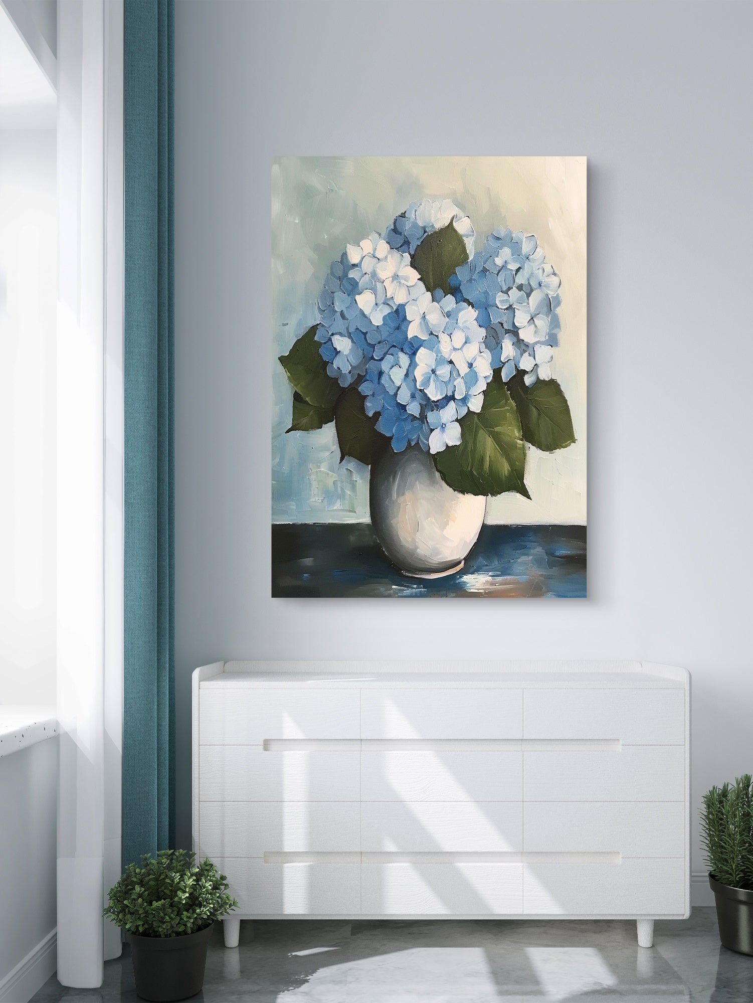 Hortensien in Vase Poster  - Ohne Rahmen