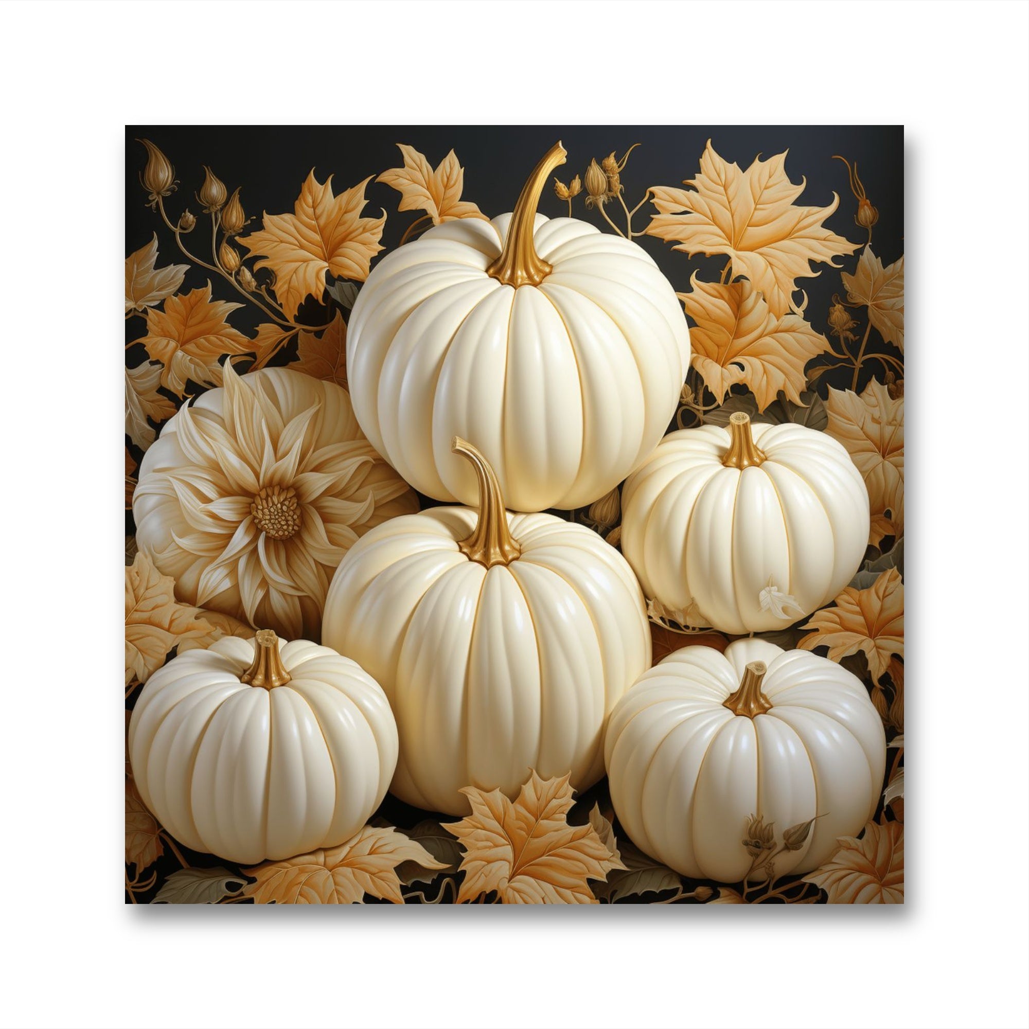 Glasbild - White Pumpkins