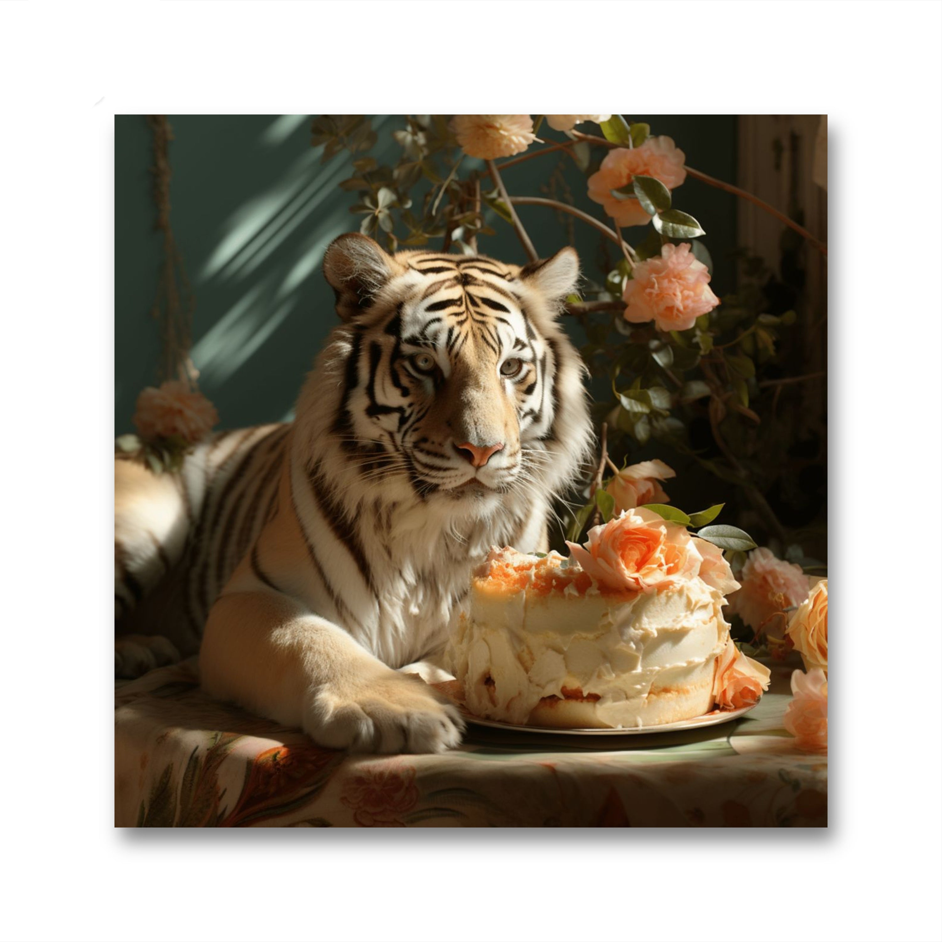 Glasbild - Tiger and his Cake