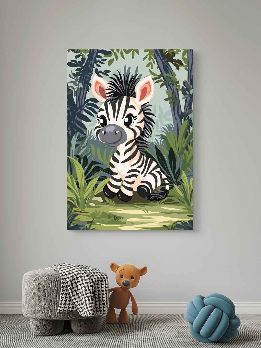 Zebrababy im Dschungel Kinder Poster -Ohne Rahmen