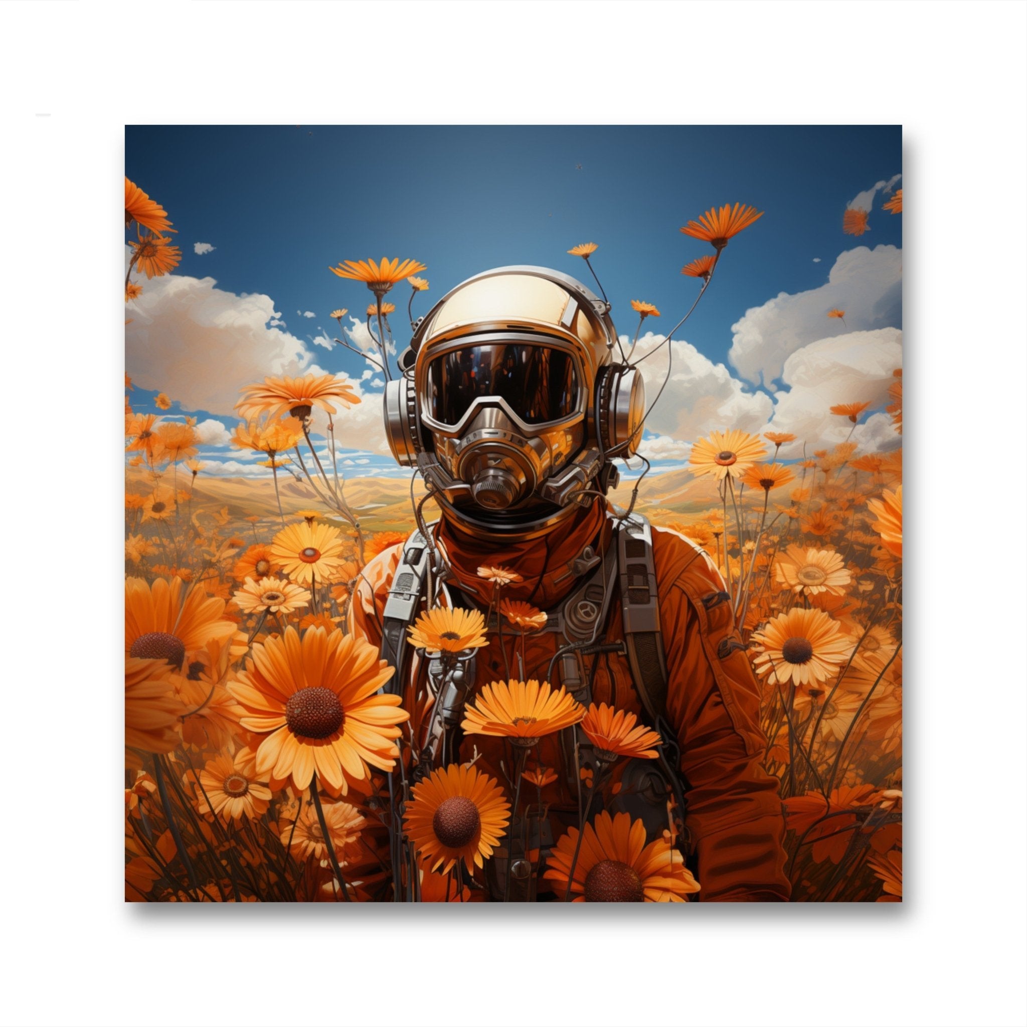 Glasbild - Astronaut Flowerfield - mywallexpressions