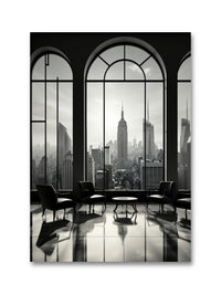 Glasbild - Fensterblick New York Skyline - mywallexpressions