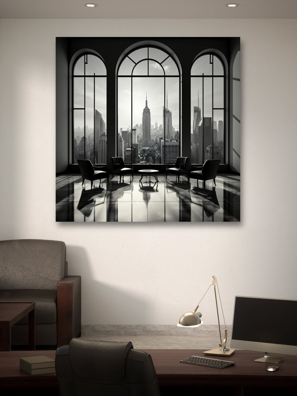 Glasbild - Fensterblick New York Skyline - mywallexpressions