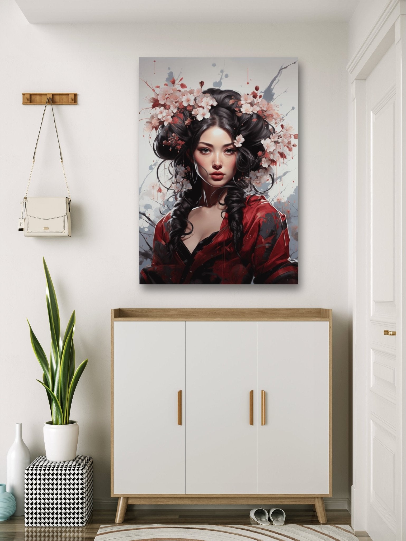 Glasbild - Geisha in Cherry Blossom - mywallexpressions