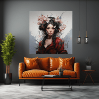 Glasbild - Geisha in Cherry Blossom - mywallexpressions