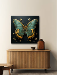 Glasbild - Golden Butterfly Green - mywallexpressions