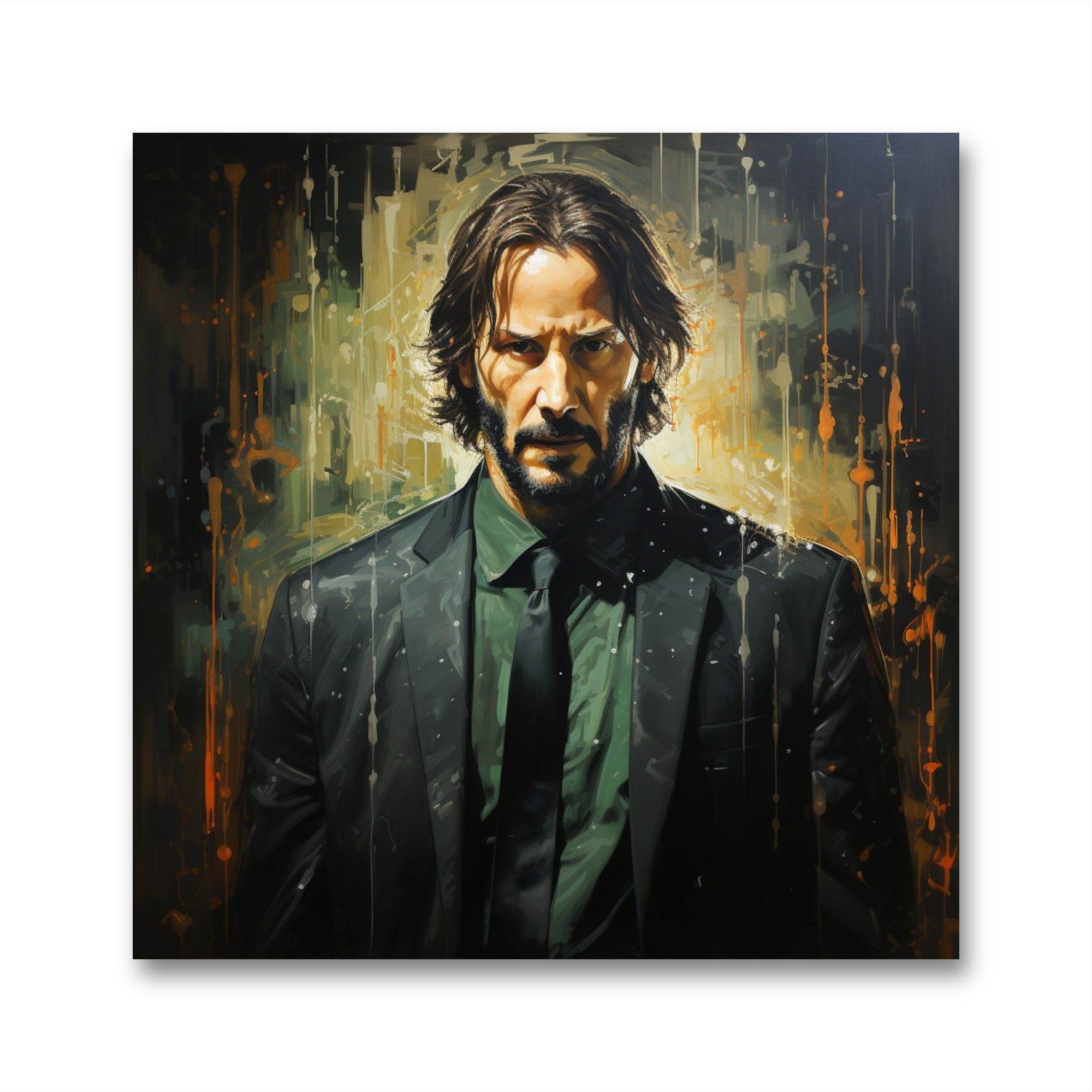 Pop Art Glasbild von dem Schauspieler Keanu Reeves