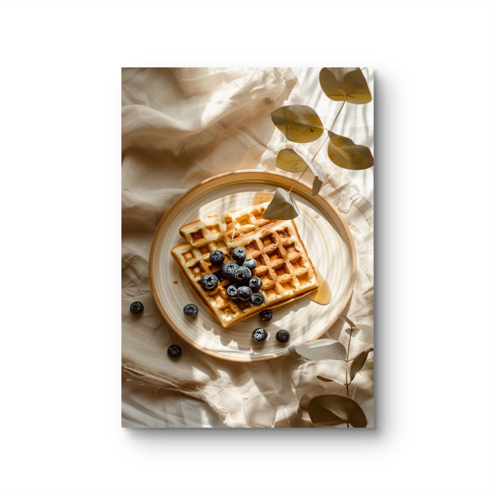 Waffeln mit Heidelbeeren Glasbild