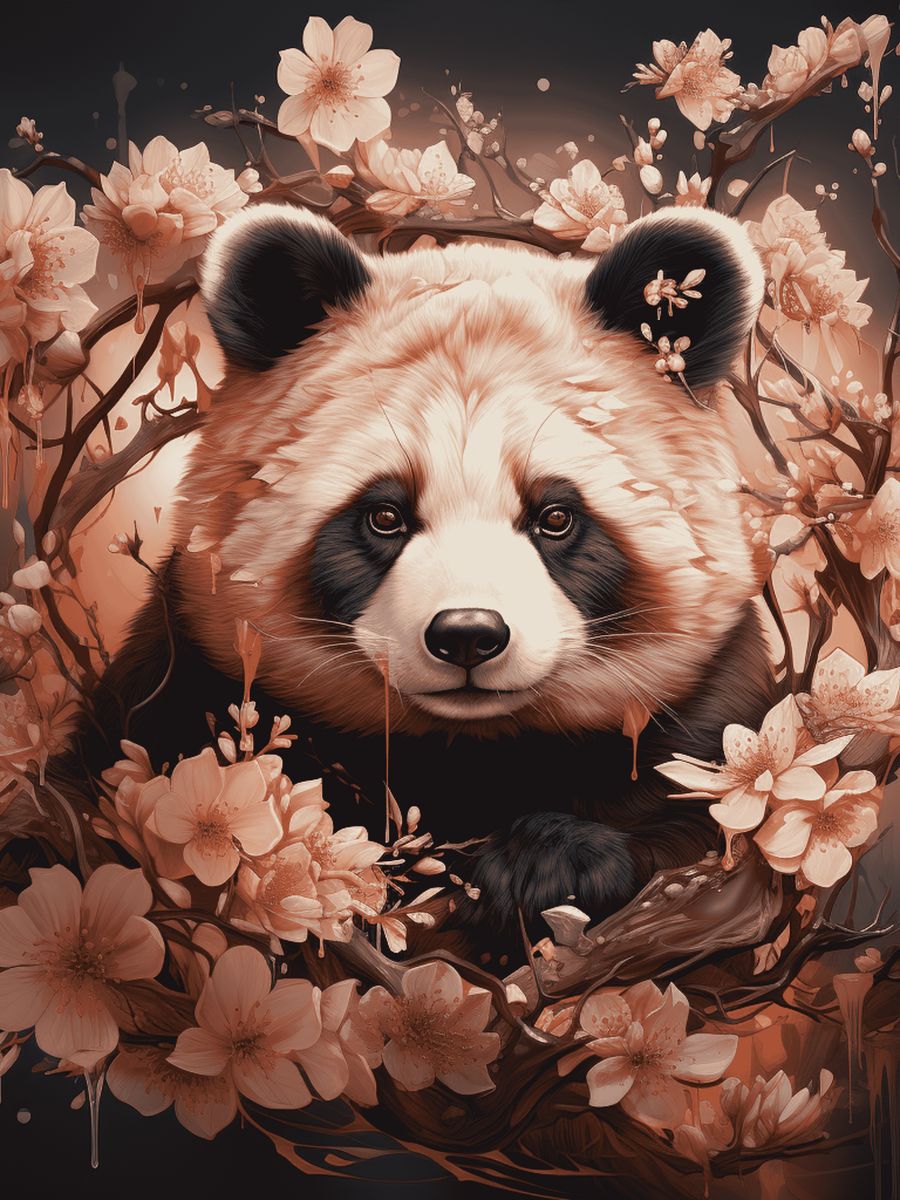 Leinwandbild - Cherry Blossom Panda