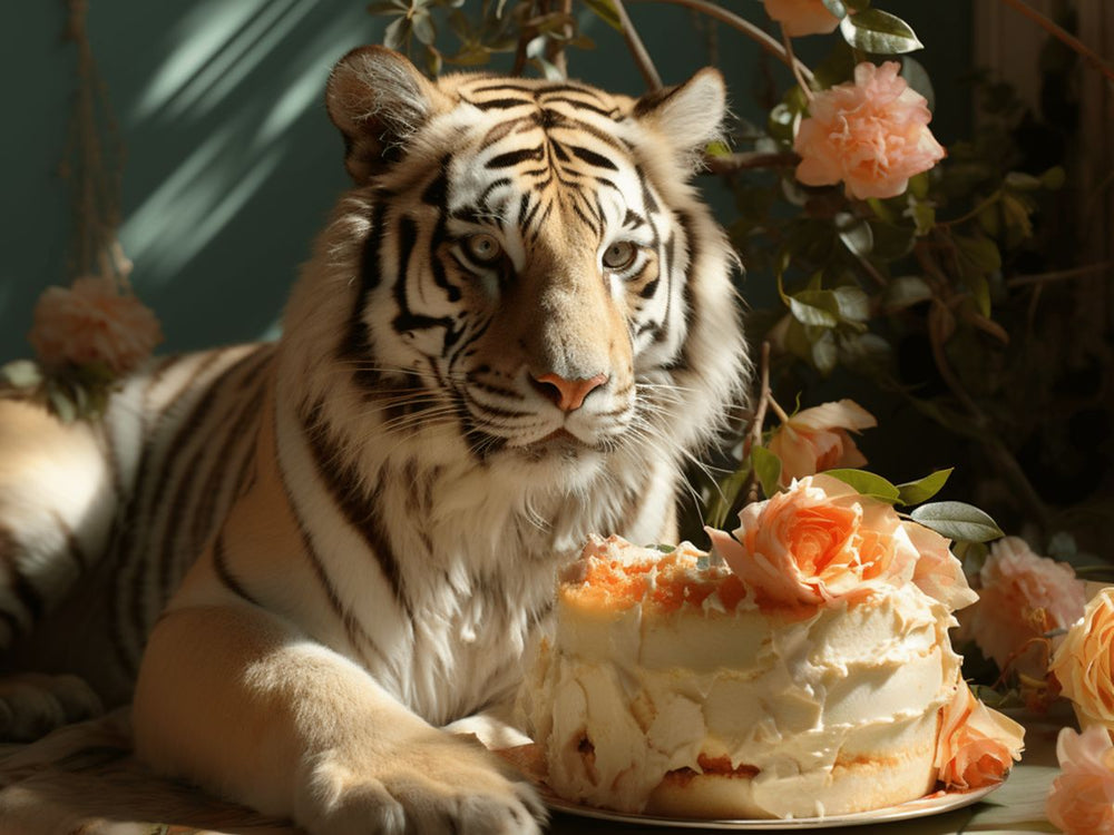 Leinwandbild - Tiger and his Cake