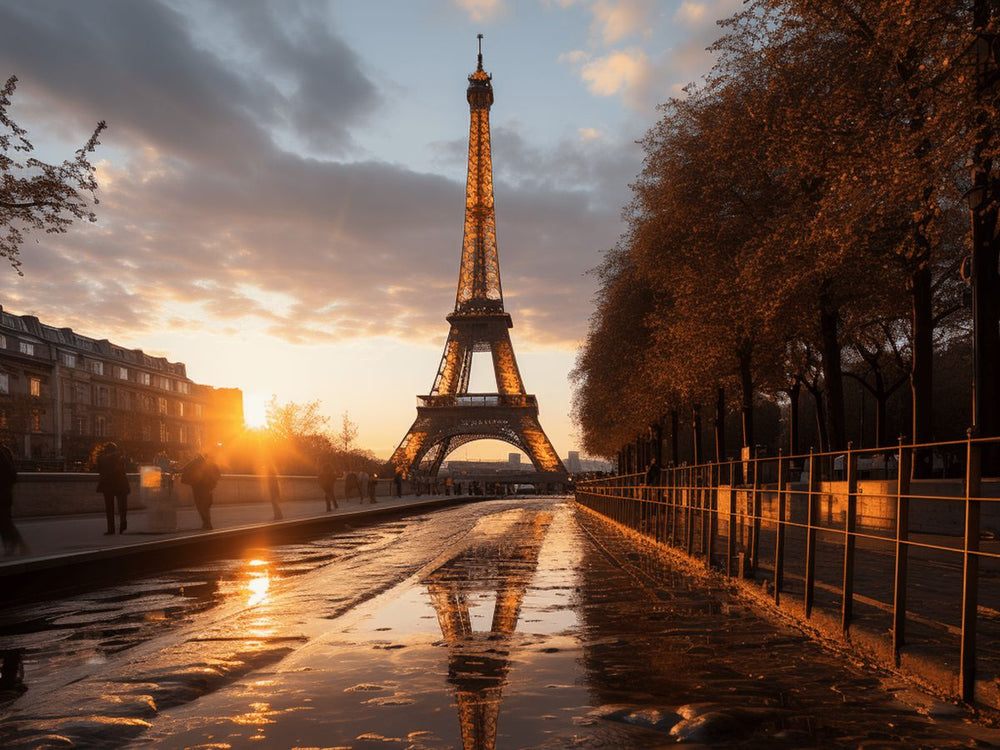 Glasbild - Paris in Sunset