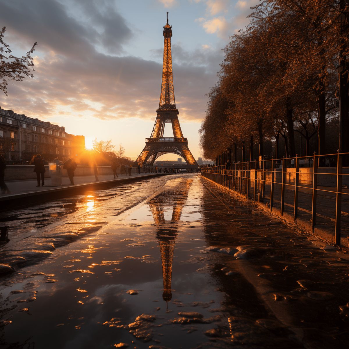 Glasbild - Paris in Sunset