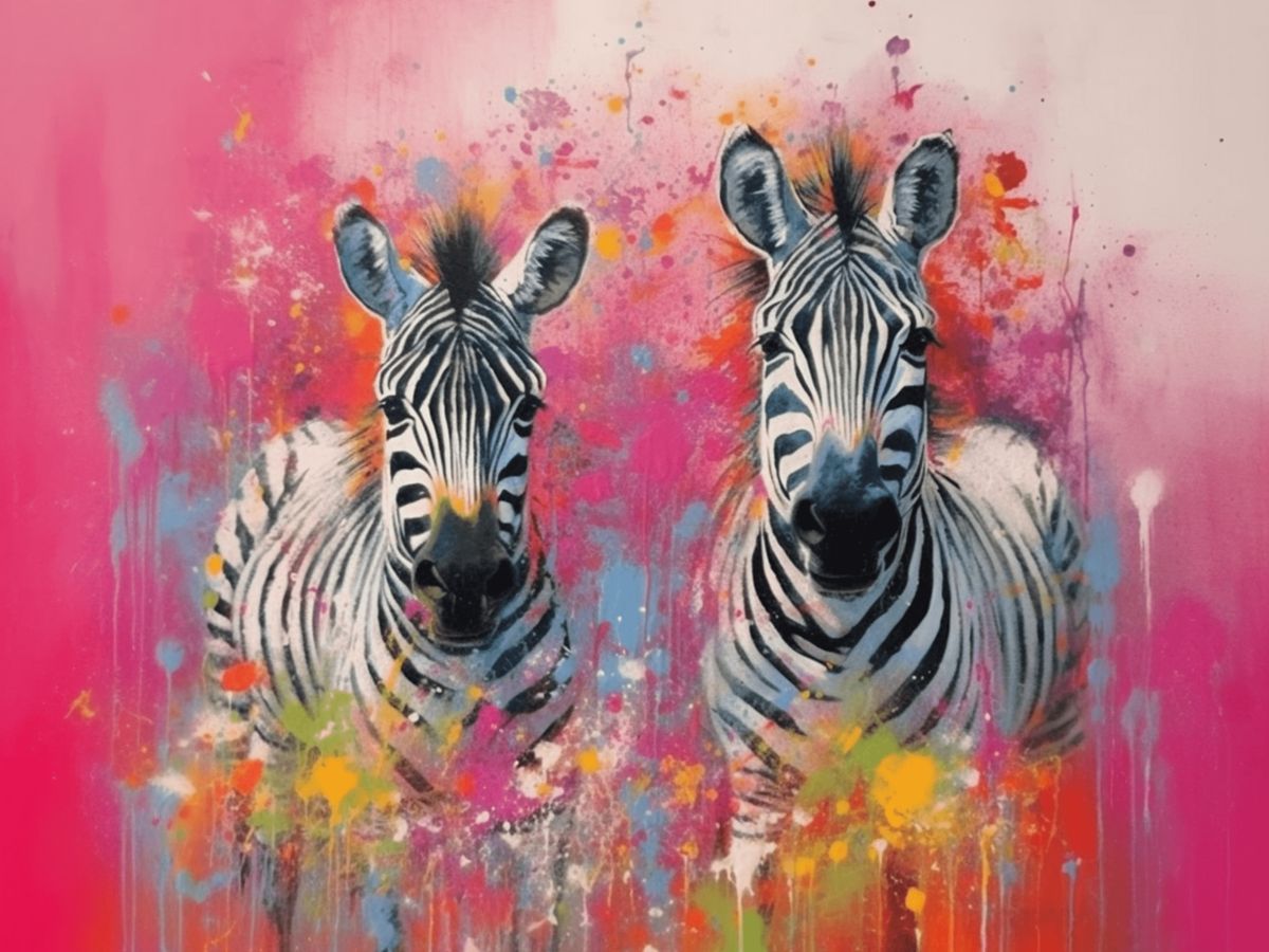 Glasbild - Two Zebras