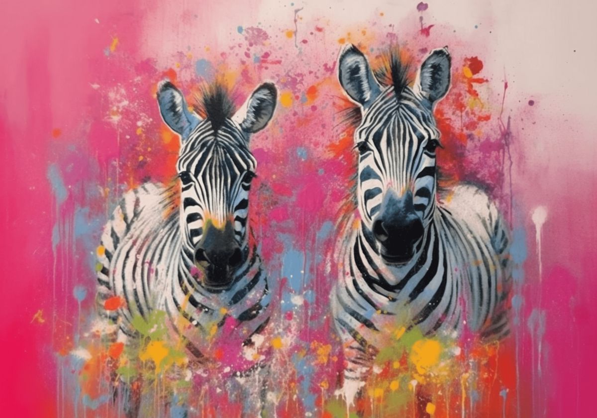 Glasbild - Two Zebras