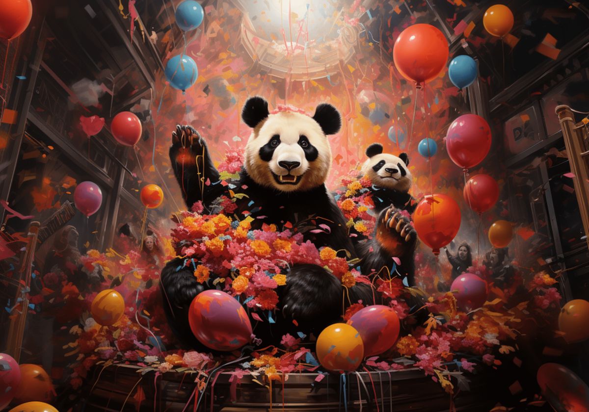 Glasbild - Party Panda