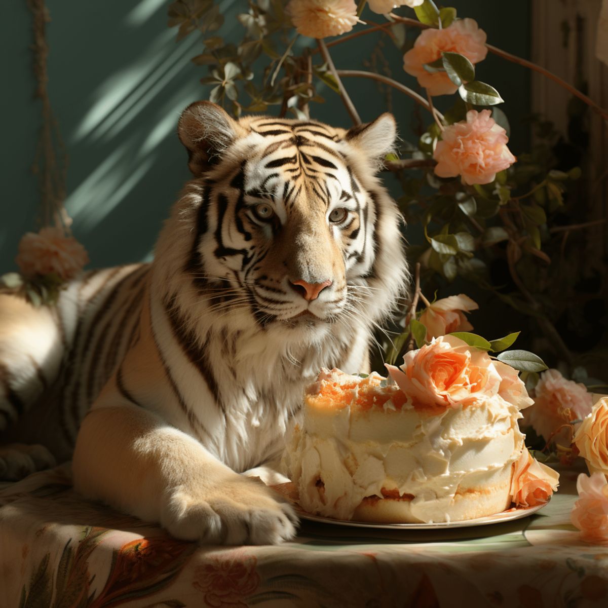 Glasbild - Tiger and his Cake